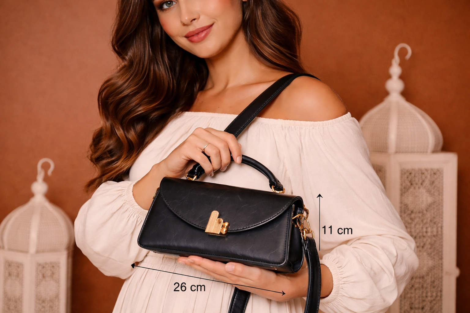 Elegant Smooth Handbag - Black