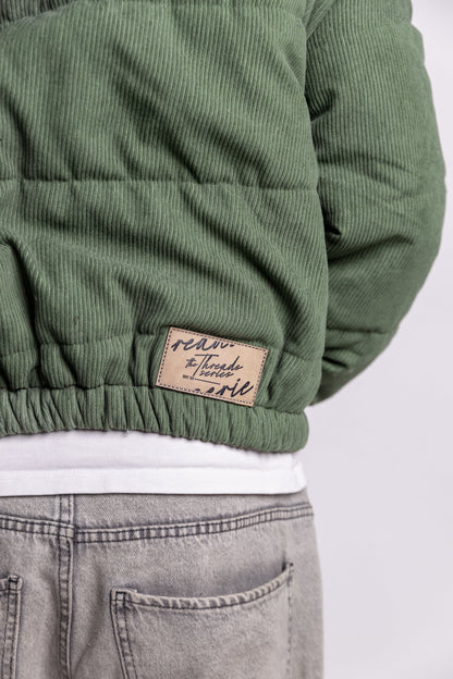 Cropped Corduroy Puffer Jacket - Green