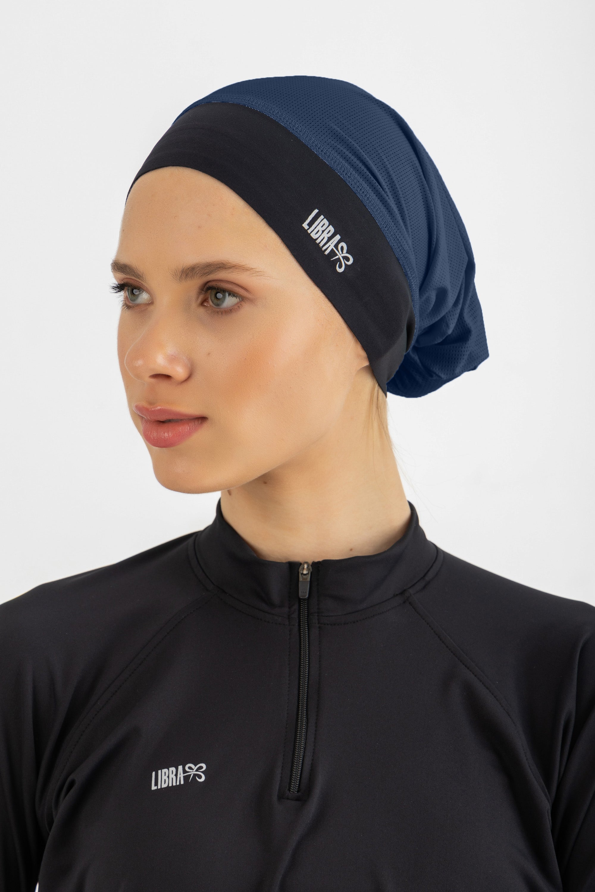 Lycra Modern Head Turban - Navy