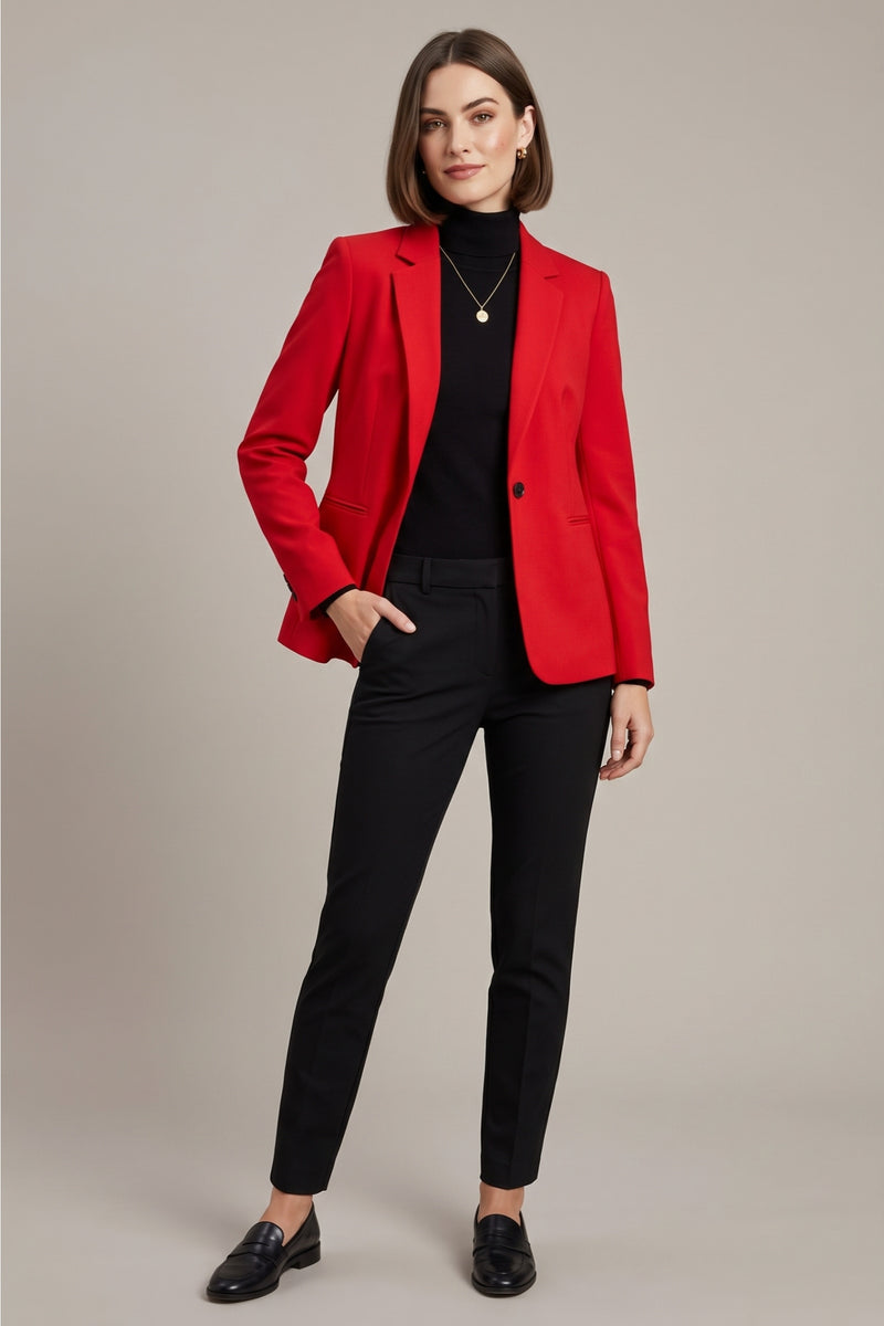 Structured Single-Button Blazer – Red