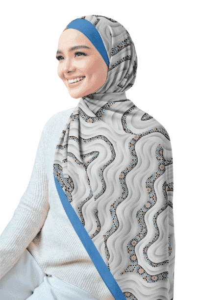 Printed Chiffon Crepe Veil - Gray