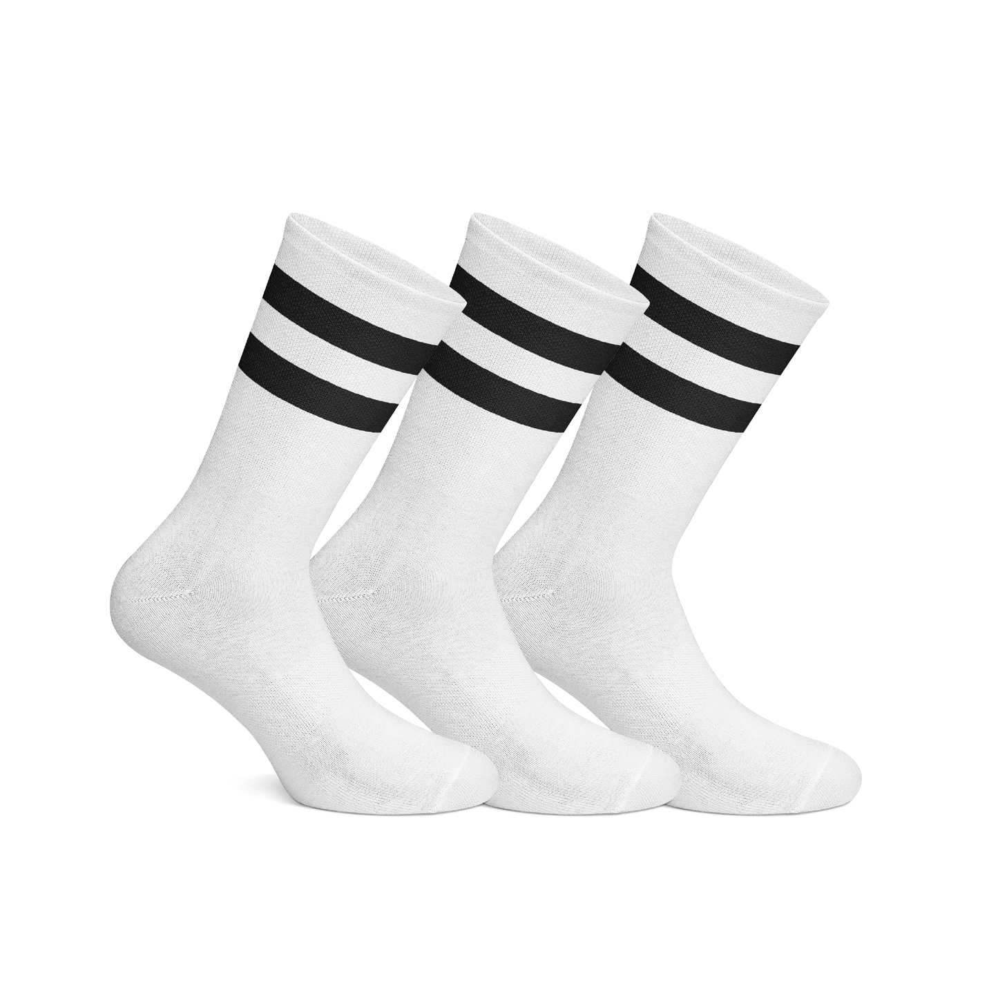 Cotton Basic Striped Crew Socks Pack Of 3 - White
