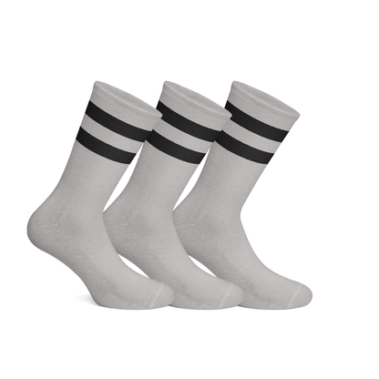 Cotton Adidas Striped Crew Socks Pack Of 3 – Grey