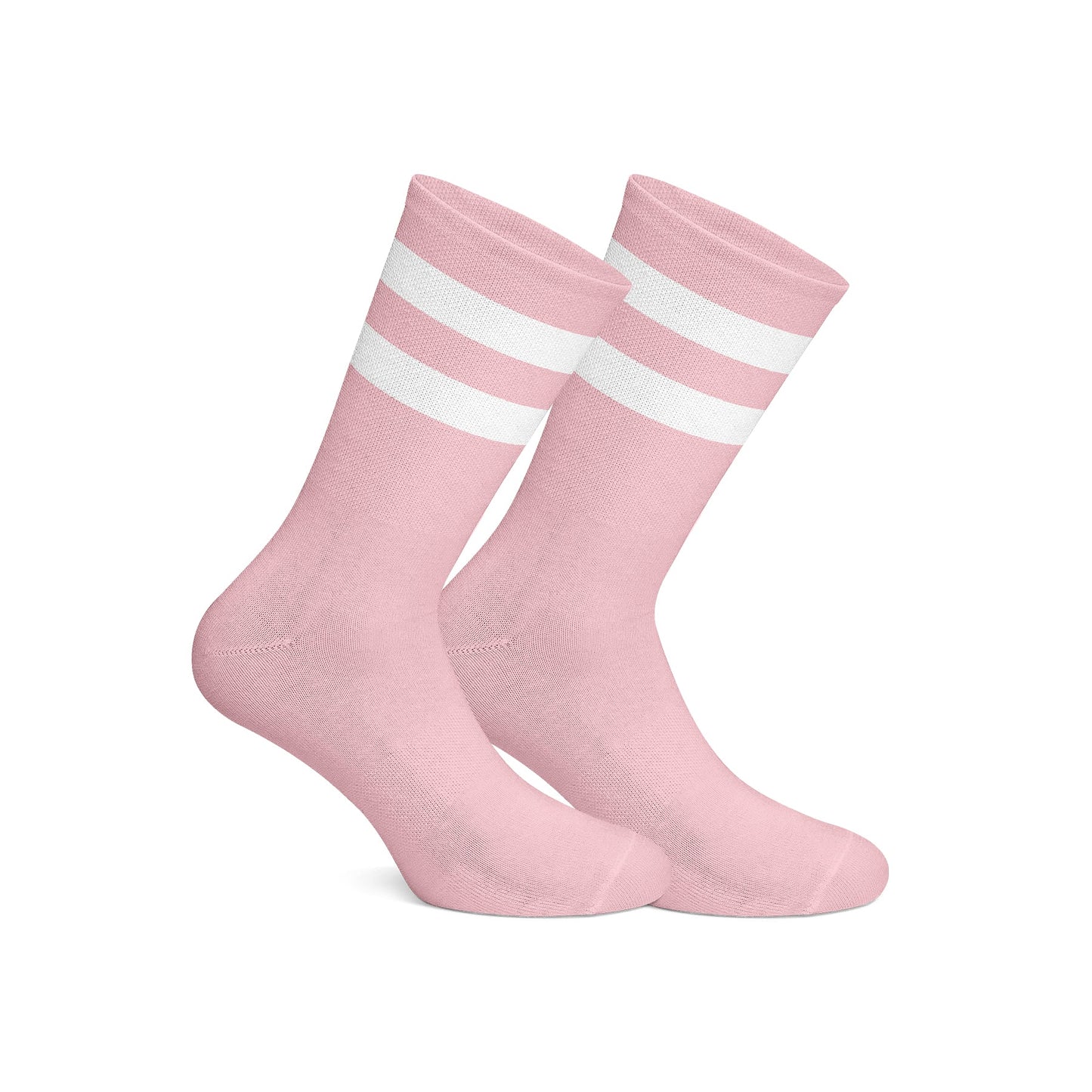 Cotton Basic Striped Crew Socks – Pink