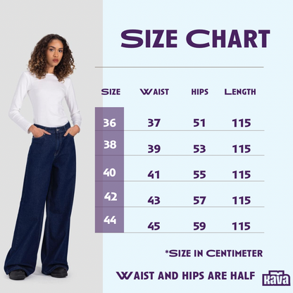 Denim Basic Wide-Leg Pants - Blue