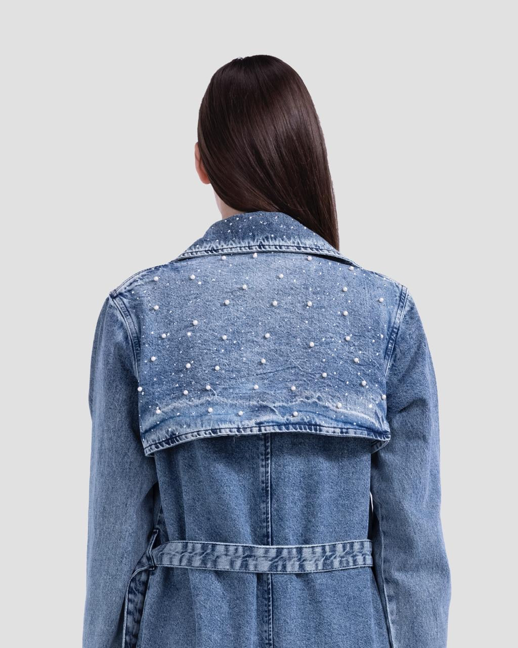 Bling Denim Trench Coat