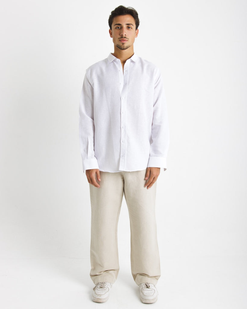 Linen Long Sleeve Shirt – White