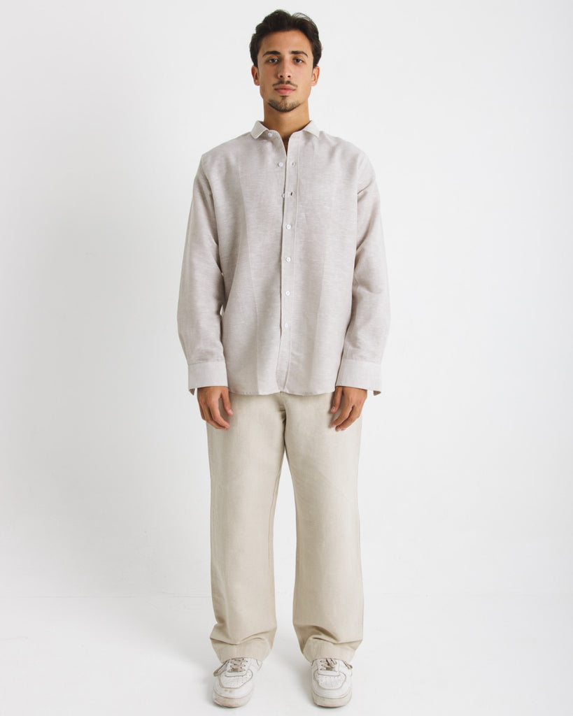 Linen Long Sleeve Shirt – Grey