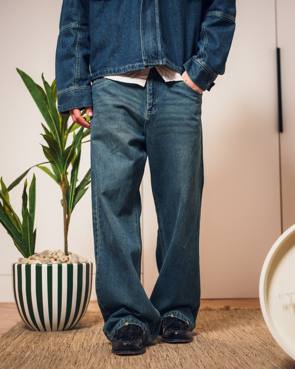 Wide Leg Jeans - Dark Blue