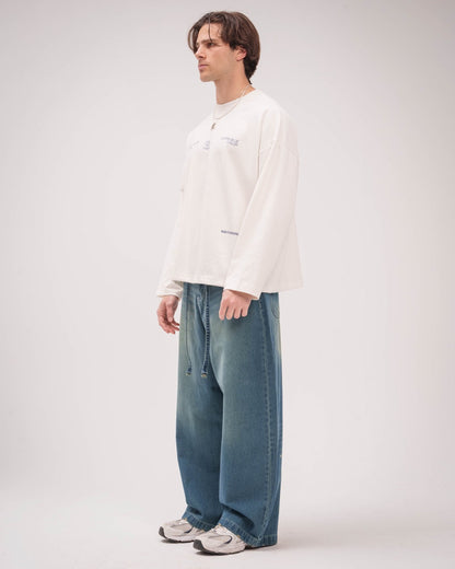 Denim Unisex Washed Super Baggy Jeans - Dark Blue