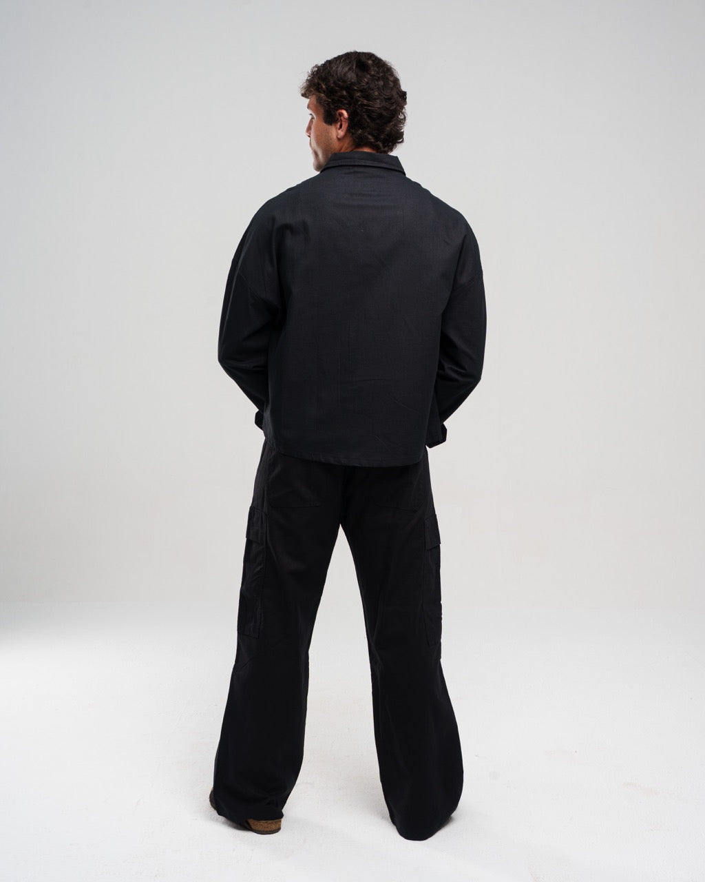 Linen Wide-Leg Trousers - Black