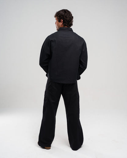 Linen Wide-Leg Trousers - Black