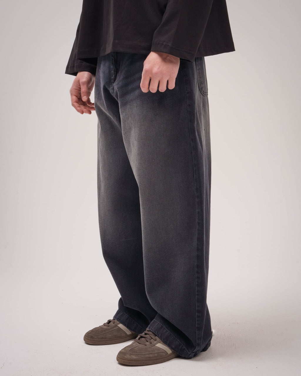 Denim Unisex Washed Super Baggy Jeans - Black