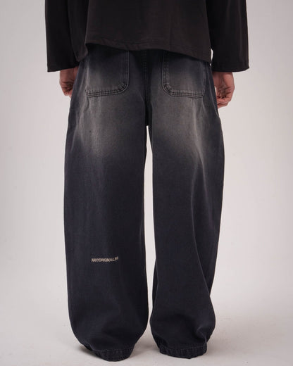 Denim Unisex Washed Super Baggy Jeans - Black