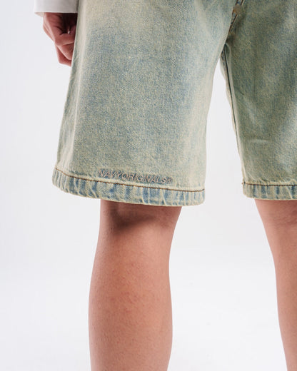 Denim Unisex Shorts Vintage Wash - Light Blue