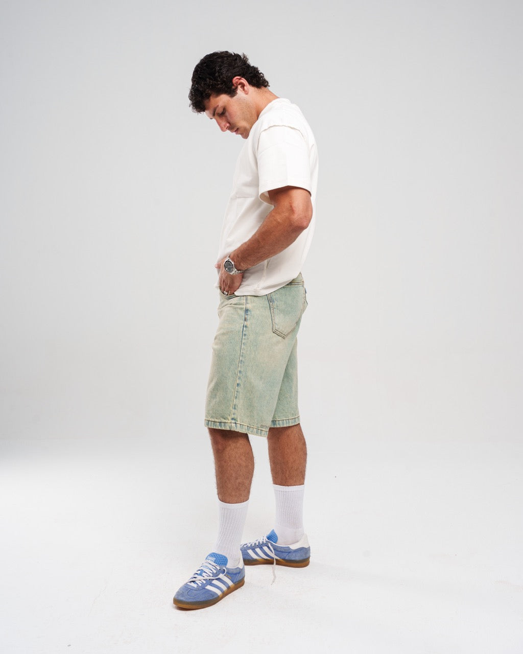 Denim Unisex Shorts Vintage Wash - Light Blue