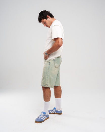 Denim Unisex Shorts Vintage Wash - Light Blue