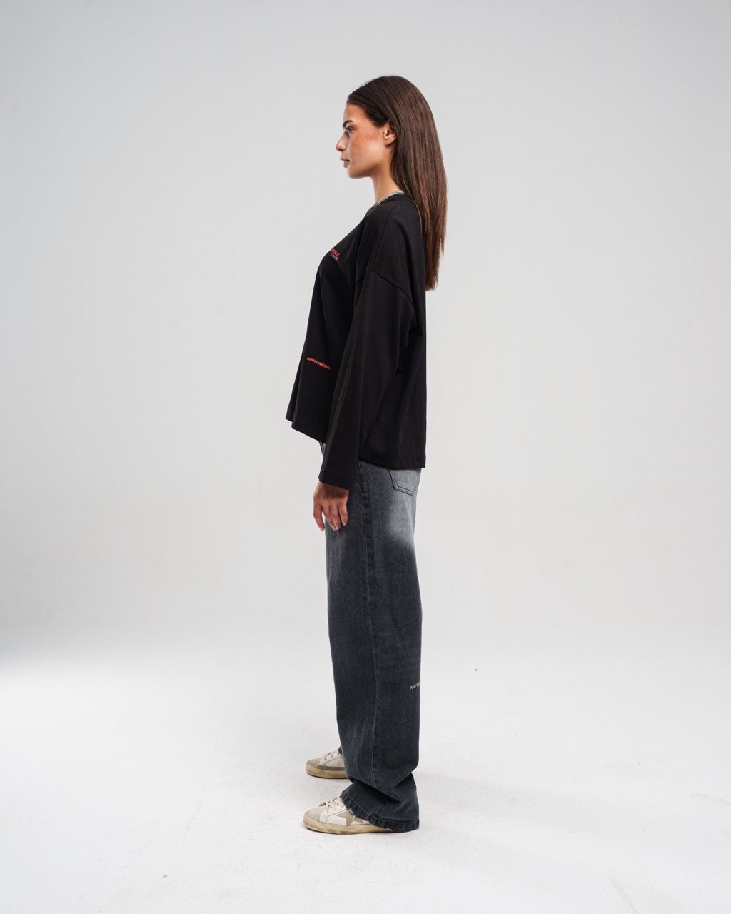 Denim Faded Regular-Fit Pants - Black