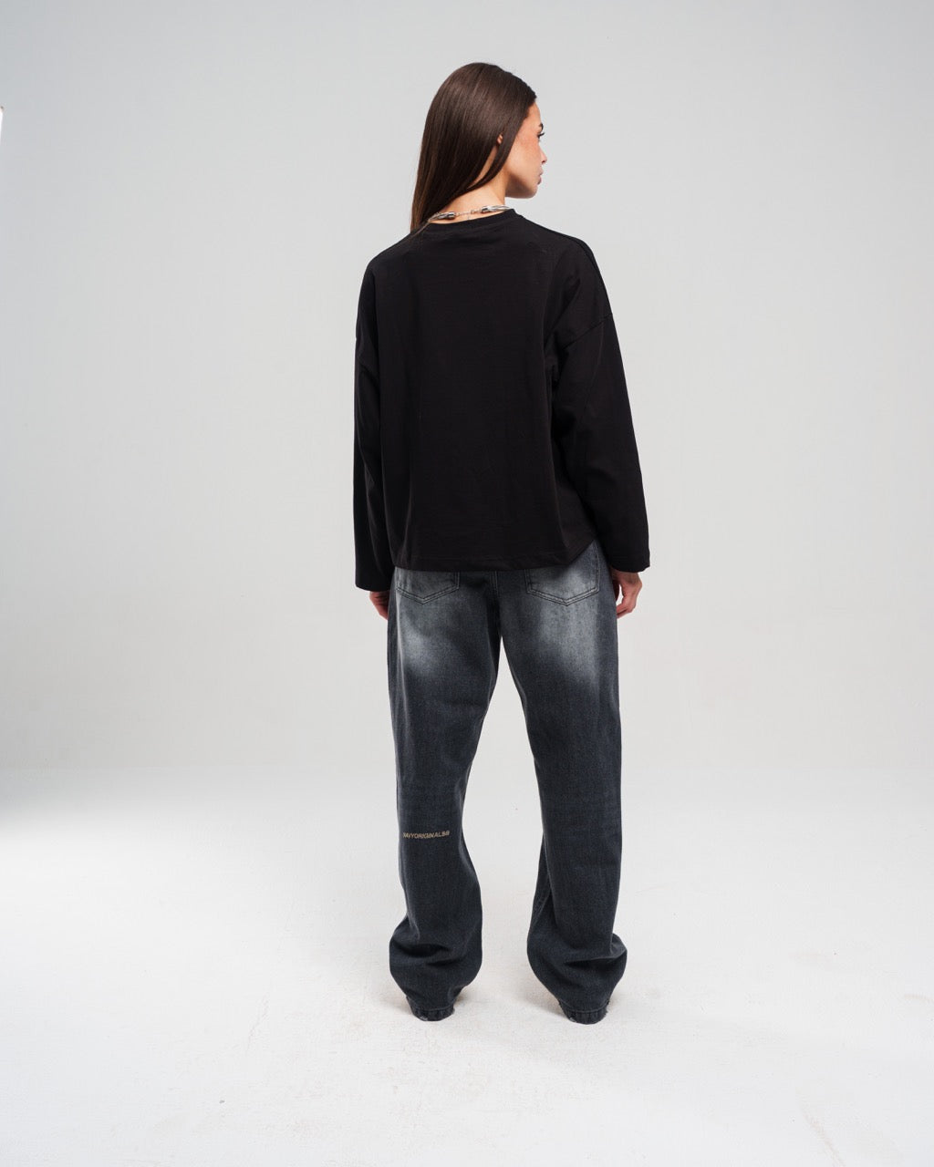 Denim Faded Regular-Fit Pants - Black