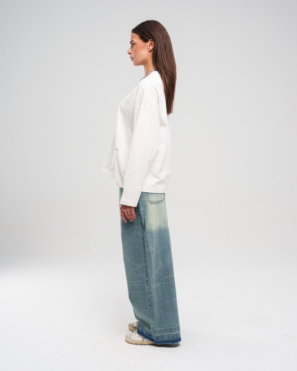 Denim Ziptie Unisex Super Baggy Jeans - Light blue