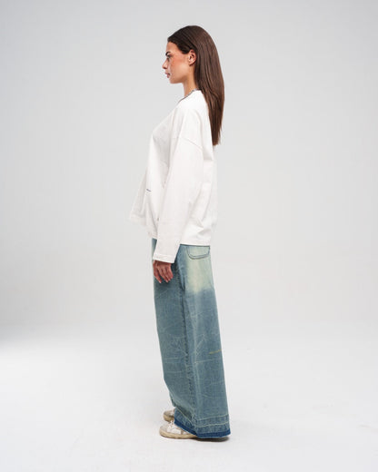 Denim Ziptie Unisex Super Baggy Jeans - Light blue