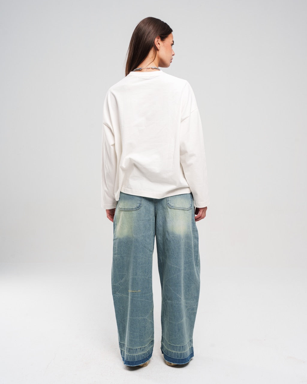 Denim Ziptie Unisex Super Baggy Jeans - Light blue