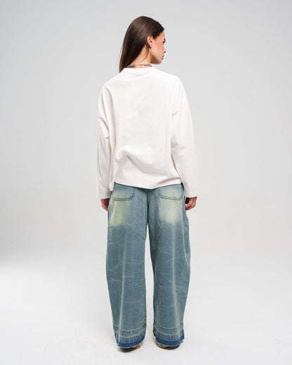 Denim Ziptie Unisex Super Baggy Jeans - Light blue