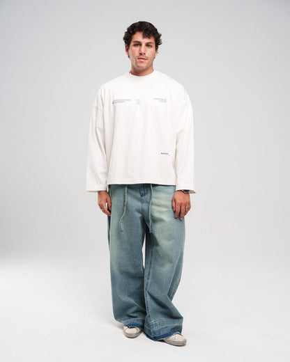 Denim Ziptie Unisex Super Baggy Jeans - Light blue