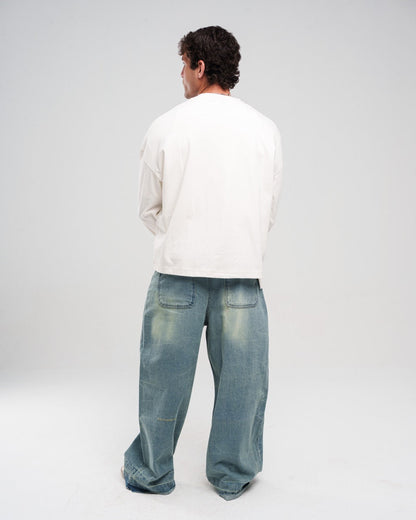 Denim Ziptie Unisex Super Baggy Jeans - Light blue