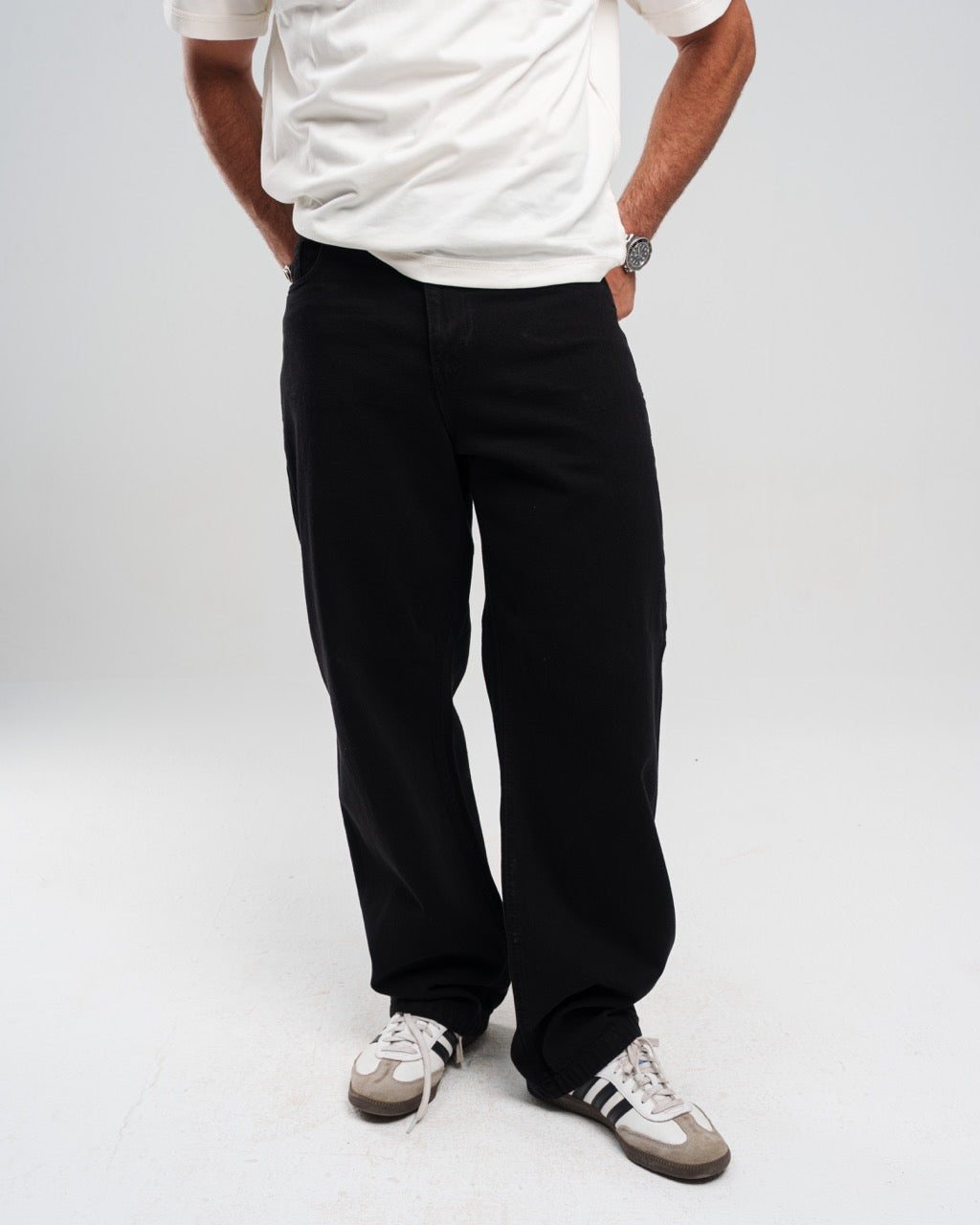 Unisex Denim Regular-Fit Pants - Black