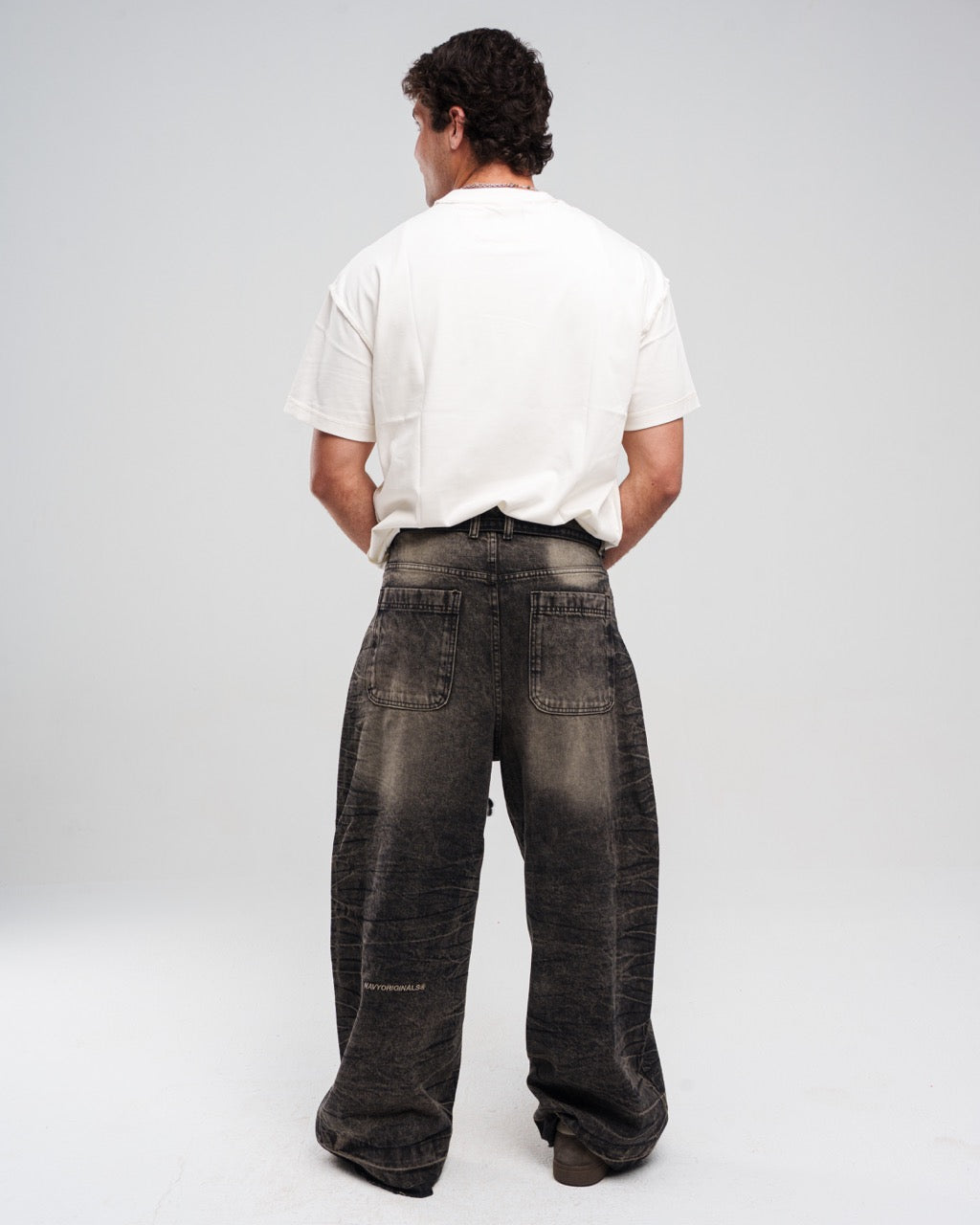 Denim Dirty Ziptie Unisex Super Baggy Jeans - Black