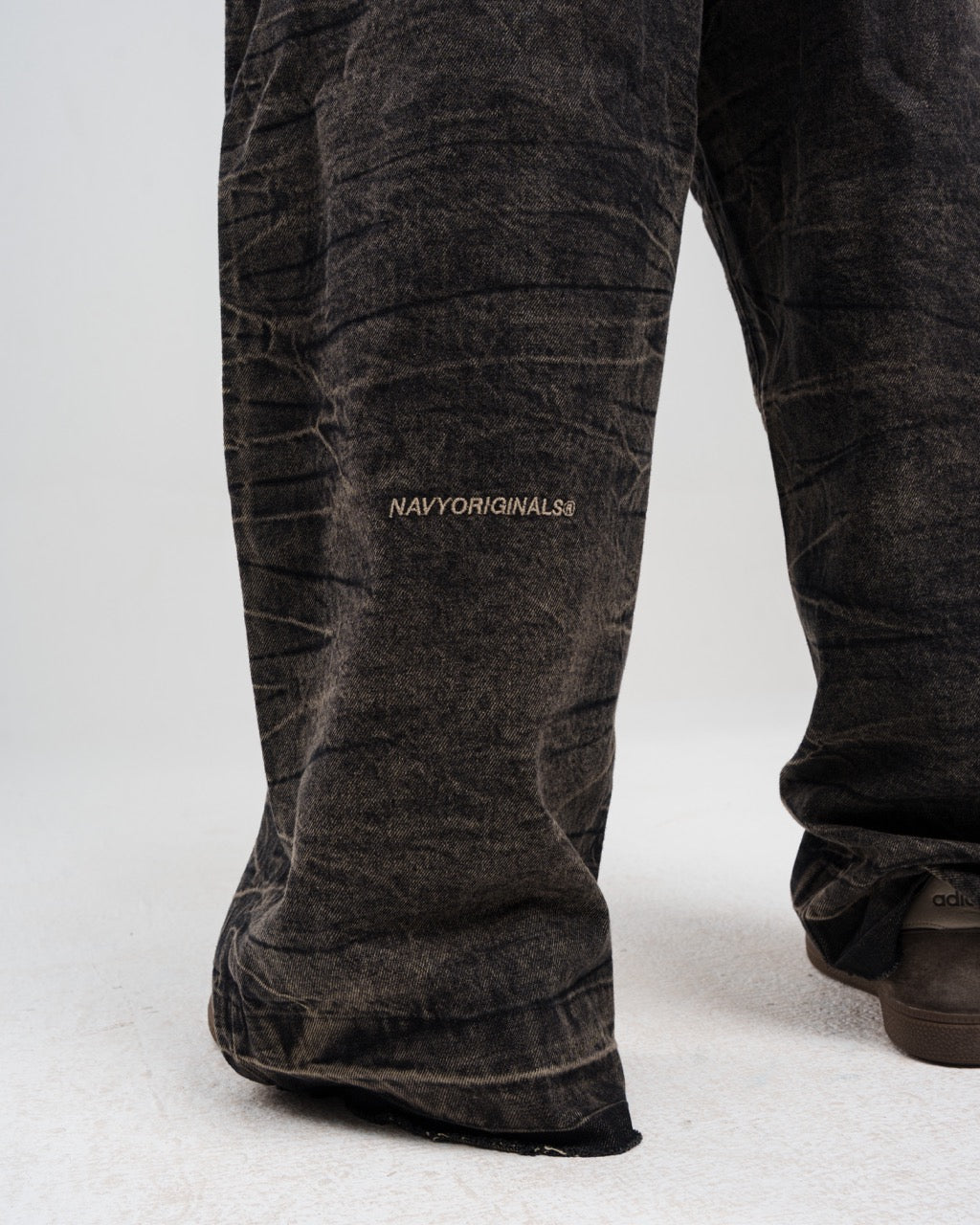 Denim Dirty Ziptie Unisex Super Baggy Jeans - Black