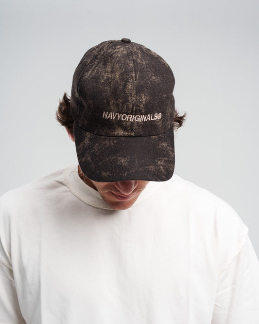 Cotton Denim Washed Baseball Cap - Brown