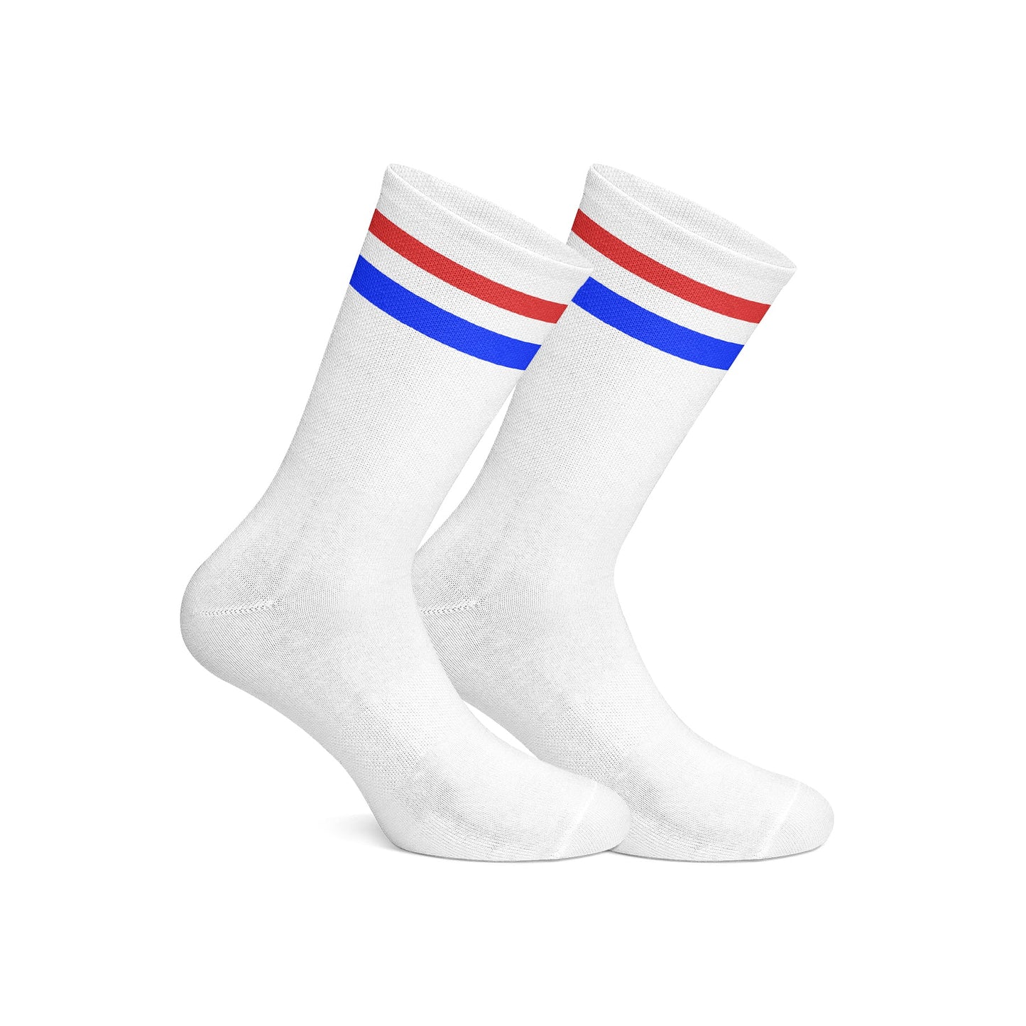 Cotton Basic Striped Crew Socks – White
