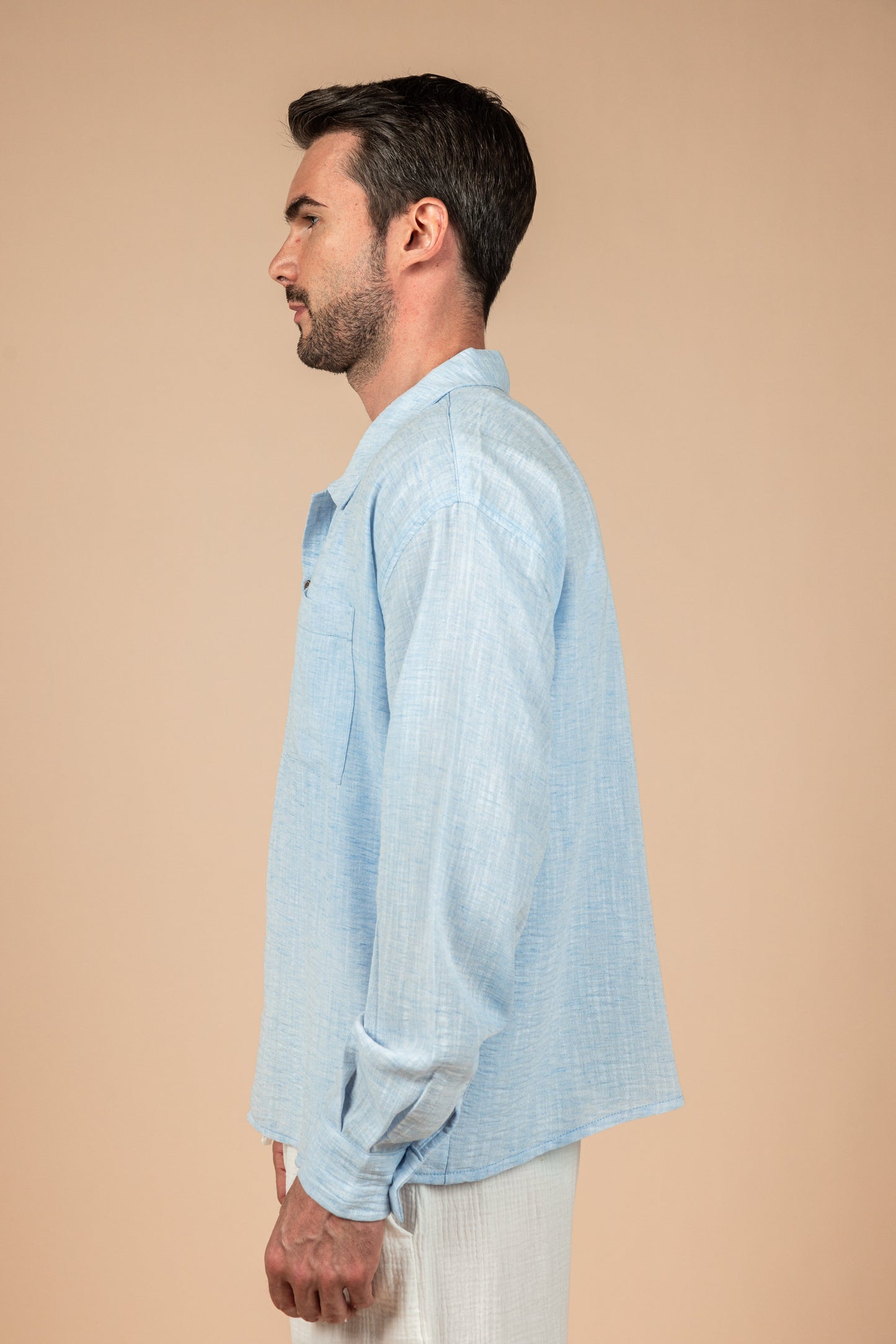 Sky Blue Boxy Fit Linen Shirt