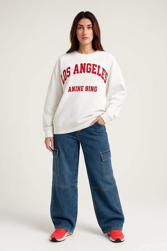 Milton Cotton Los Angeles Print Sweatshirt - White