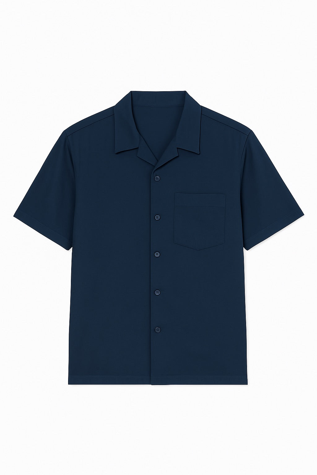 Linen Short-Sleeve Button-Up - Navy