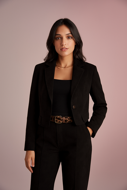 Nubuck Solid Tailored Suit – Black