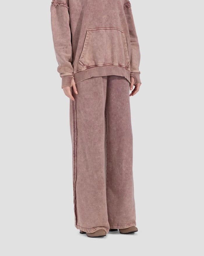 Cotton Washed Pants - Light Burgundy