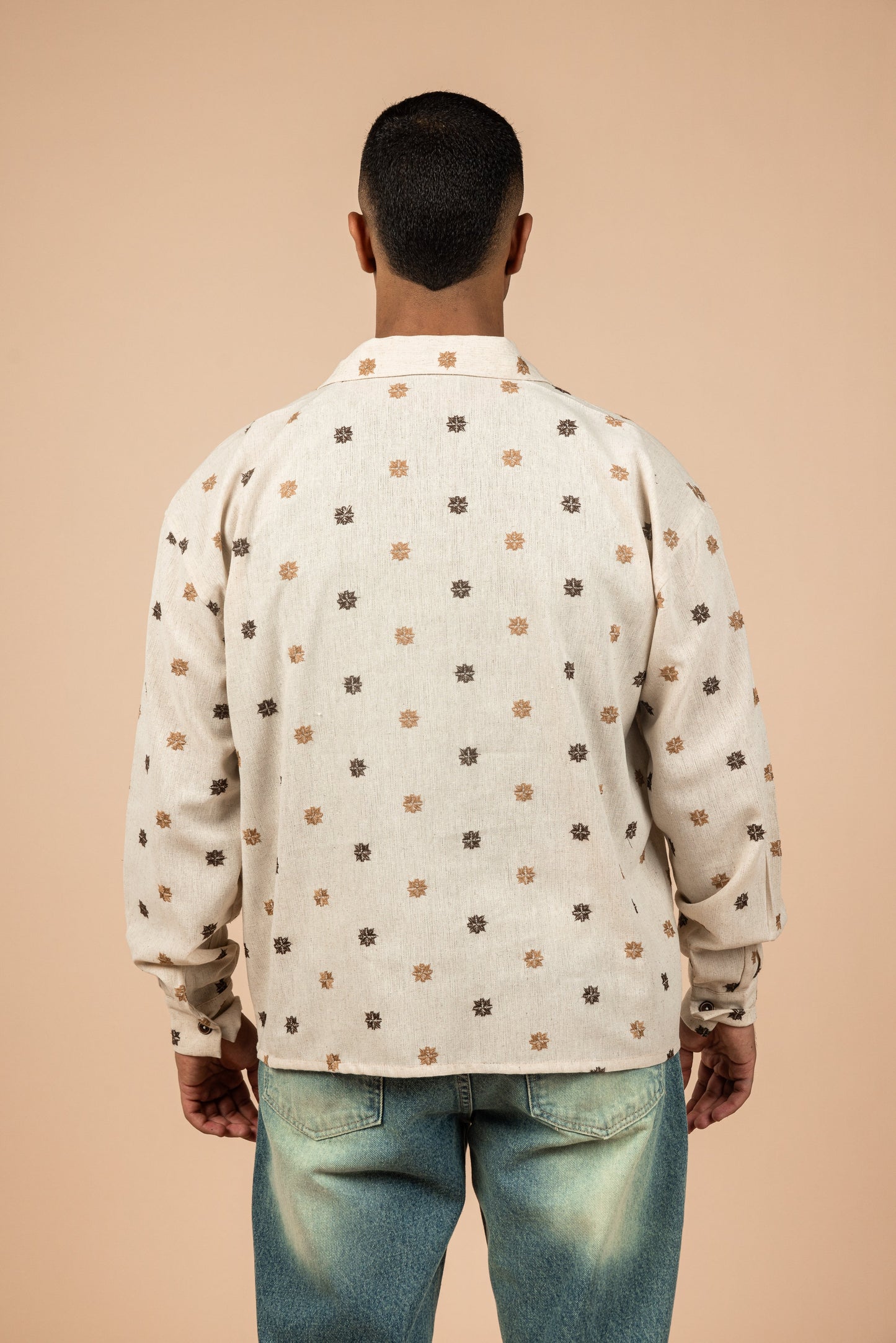 Embroidered Boxy Fit Linen Shirt