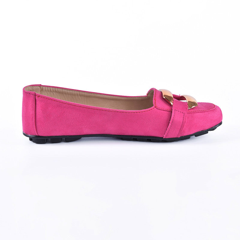 Suede Flat Ballerina Shoes With Accessories