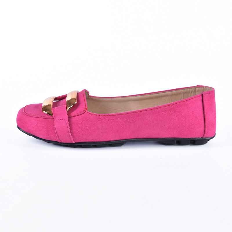 Suede Flat Ballerina Shoes With Accessories