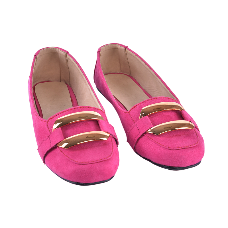 Suede Flat Ballerina Shoes With Accessories