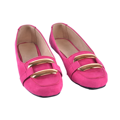 Suede Flat Ballerina Shoes With Accessories