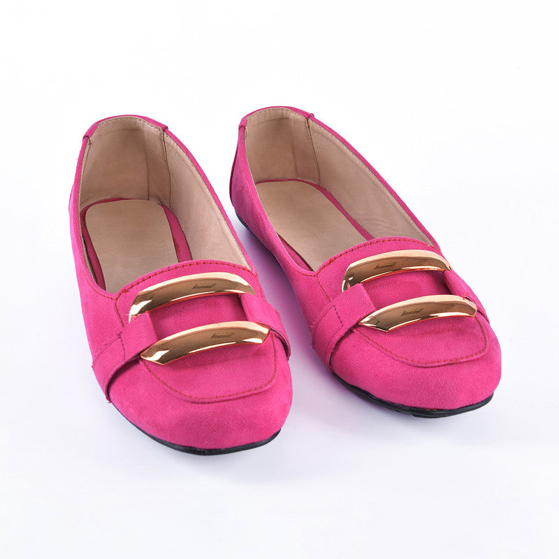 Suede Flat Ballerina Shoes With Accessories