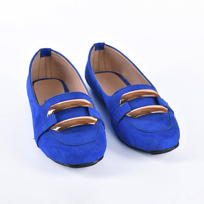 Suede Flat Ballerina Shoes With Accessories