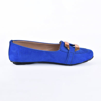 Suede Flat Ballerina Shoes With Accessories