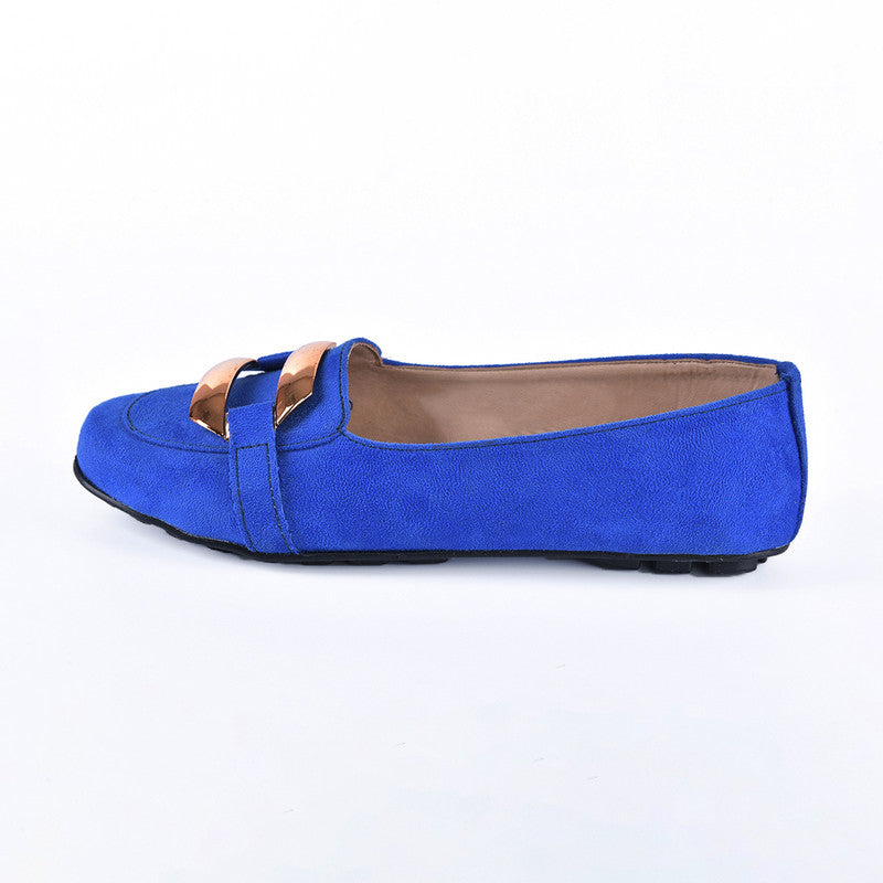 Suede Flat Ballerina Shoes With Accessories