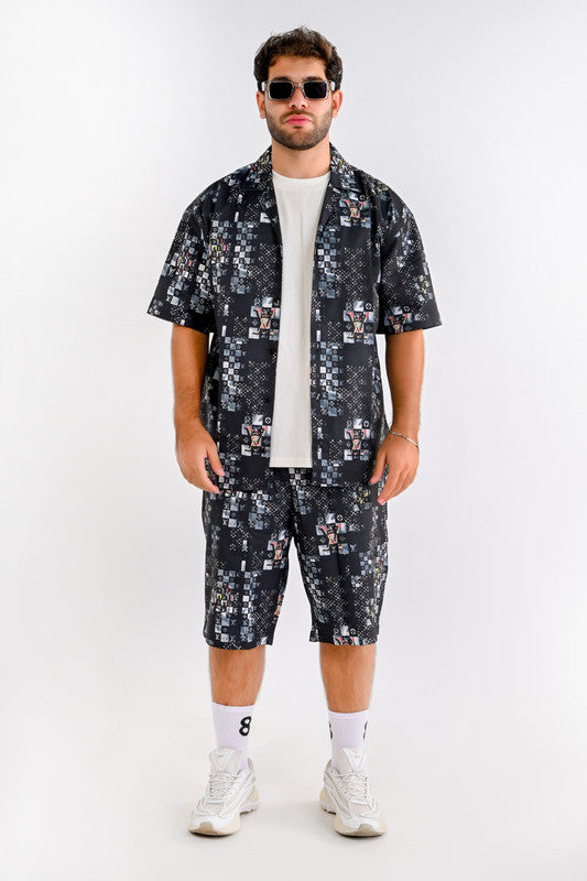 Pixel Graphic Relaxed Set – Forest Green & Black