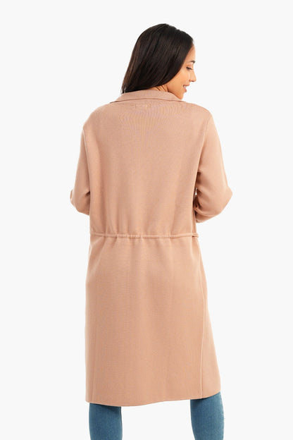 Coat with Thin Belt - Beige